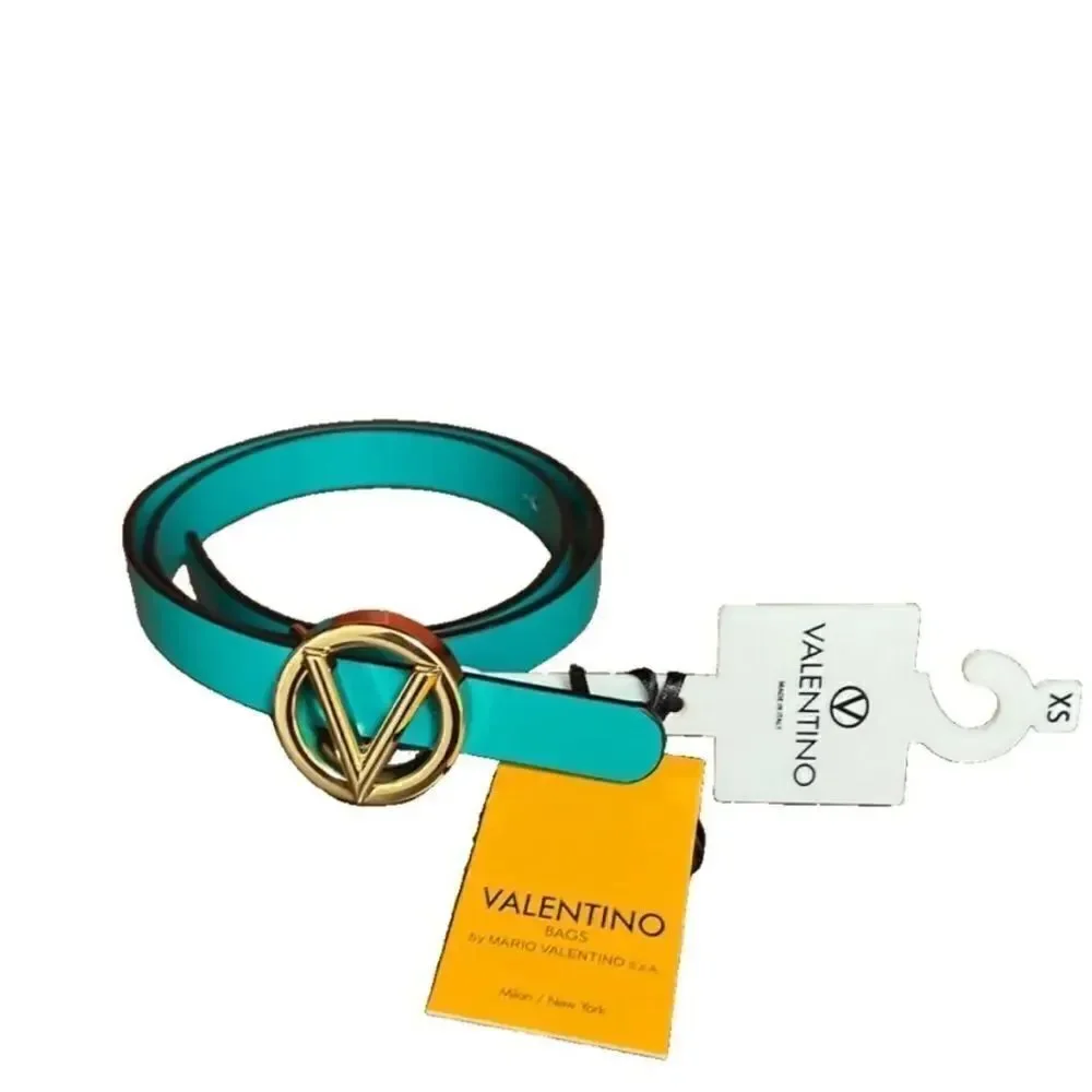 Valentino by Mario Valentino Baby Logo Leather Belt In Green XS $300